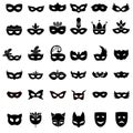 Masquerade icon vector set. Mask illustration sign collection. Carnival symbol. Carnival mask logo. Royalty Free Stock Photo