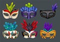Masquerade masks realistic. Masked fashion party carnival vector realistic illustrations isolated