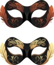 Masquerade masks on the white