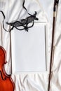 Masquerade - Phantom of the Opera Mask with Violin. Venetian mask and violin on a light background Royalty Free Stock Photo