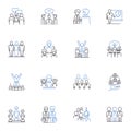 Mass aggregation line icons collection. Collection, Assembly, Gathering, Consolidation, Amalgamation, Compilation
