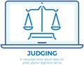 Mass balance scales, symbol of law and justice icon. Litigation and lurisprudence program template