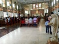 Mass being celebrated at The Shrine of Don Bosco's Madonna, Matunga, Mumbai India