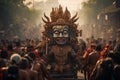 mass celebration of the new year in Indonesia and the statue of Nyepi is carried in the festival