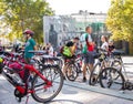 Mass charity bike ride through the city streets