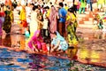 Mass crowd on the bank of kshipra river in great kumbh mela, Ujjain, India