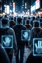 Mass Crowd Surveillance With Biometric Identification And Facial Recognition Technology Concept Royalty Free Stock Photo