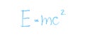 Mass-energy equivalence formula written on glass, laws of classical physics