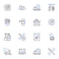 Mass line icons collection. Density, Weight, Volume, Matter, Balance, Inertia, Gravity vector and linear illustration