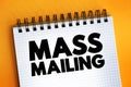 Mass Mailing text on notepad, concept background