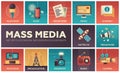 Mass Media line design icons set Royalty Free Stock Photo