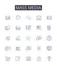 Mass media line icons collection. Adaptation, Deception, Influence, Creativity, Control, Psychological, Persuasion