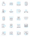 Mass media linear icons set. Journalism, Broadcasting, News, Media, Advertising, Television, Radio line vector and Royalty Free Stock Photo