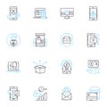 Mass media linear icons set. Journalism, Broadcasting, News, Media, Advertising, Television, Radio line vector and