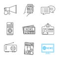 Mass media linear icons set