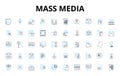 Mass media linear icons set. News, Journalism, Advertising, Radio, Television, Internet, Press vector symbols and line Royalty Free Stock Photo