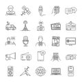 Mass media linear icons set