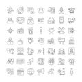 Mass media linear icons, signs, symbols vector line illustration set Royalty Free Stock Photo