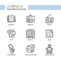 Mass Media - monochromatic modern single line icons set Royalty Free Stock Photo