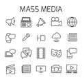 Mass media related vector icon set. Royalty Free Stock Photo