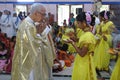 Mass at Our Lady of Lourdes Church in Kumrokhali, India Royalty Free Stock Photo