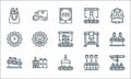 mass production line icons. linear set. quality vector line set such as cupcakes, packaging, packages, consumer, industry,