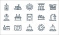 Mass production line icons. linear set. quality vector line set such as packaging, unboxing, industry, productivity, package,