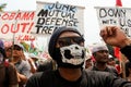 Mass protest greeted US President Barack Obama in Philippines Royalty Free Stock Photo