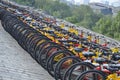 A mass of push bikes on Xian City Wall