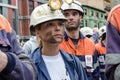 Mass rally in defense of the miners in Langreo Royalty Free Stock Photo
