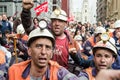 Mass rally in defense of the miners in Langreo Royalty Free Stock Photo