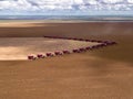 Mass soybean harvesting at a farm in Mato Grosso State