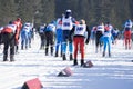 Mass start in the Ladies` 7.5km 7.5km Skiathlon at the Winter Olympics in Alpensia Cross Country Centre