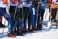 Mass start in the Men`s 15km 15km Skiathlon at the Winter Olympics in Alpensia Cross Country Centre