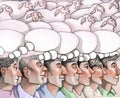 mass thinking political cartoon