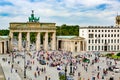 Berlin, Brandenburg Gate and Pariser Platz, Crowds in front of Brandenburger Tor and Paris Square, Berlin, Germany