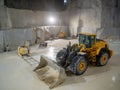 MASSA CARRARA, ITALY - AUGUST 23, 2019: Most marble quarries are open cast type but some are underground. Here is inside