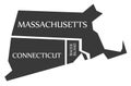 Massachusetts - Connecticut - Rhode Island Map labelled black