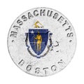 Massachusetts Flag Button with Map Royalty Free Stock Photo