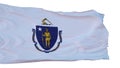 Massachusetts Flag isolated on white background. 3d illustration