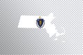 Massachusetts flag on map, transparent background Royalty Free Stock Photo