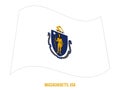 Massachusetts Flag Waving Vector Illustration on White Background. USA State Flag Royalty Free Stock Photo