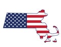massachusetts MA state shape USA flag Royalty Free Stock Photo