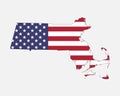Massachusetts Map American Flag. MA, USA State Map on US Flag. EPS Vector Graphic Clipart Icon Royalty Free Stock Photo