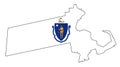 Massachusetts Outline Map And Flag Royalty Free Stock Photo