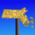 Massachusetts sign with cash Royalty Free Stock Photo