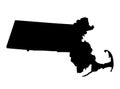 Massachusetts silhouette map outline vector illustartion