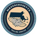 Massachusetts state label. Vector illustration decorative design