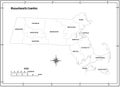 Massachusetts state outline administrative and political vector map in black and white Royalty Free Stock Photo
