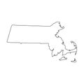 Massachusetts, state of USA - solid black outline map of country area. Simple flat vector illustration Royalty Free Stock Photo